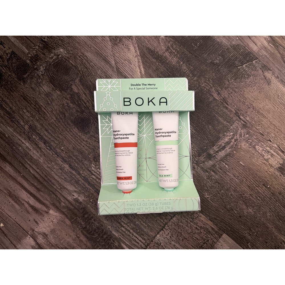 NEW BOKA Double The Merry Nano-Hydroxyapatite Toothpaste Gift Set 2 x 1.3 oz